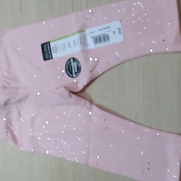 Okie Dokie Girl 3 Month Pink w Chunky Silver Glitter pants 95% Cotton 5% Spandex - Picture 2 of 7